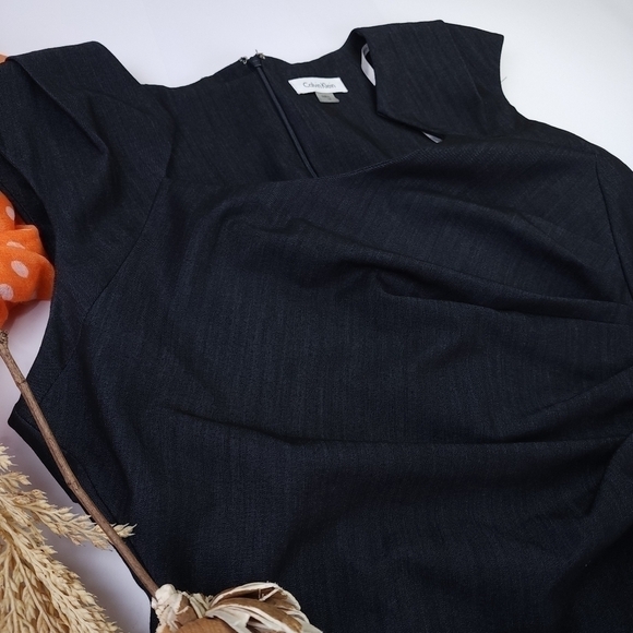 New Calvin Klein Dark Navy Side Rouged Dress Size 14 - Picture 6 of 9